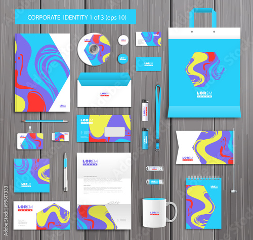 Vector artistic corporate identity template with color elements. 