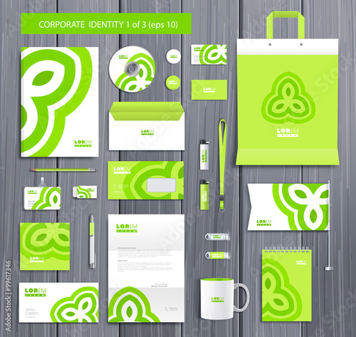 Vector artistic corporate identity template with color elements. 