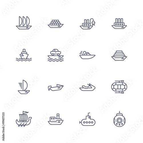 Water transport icons