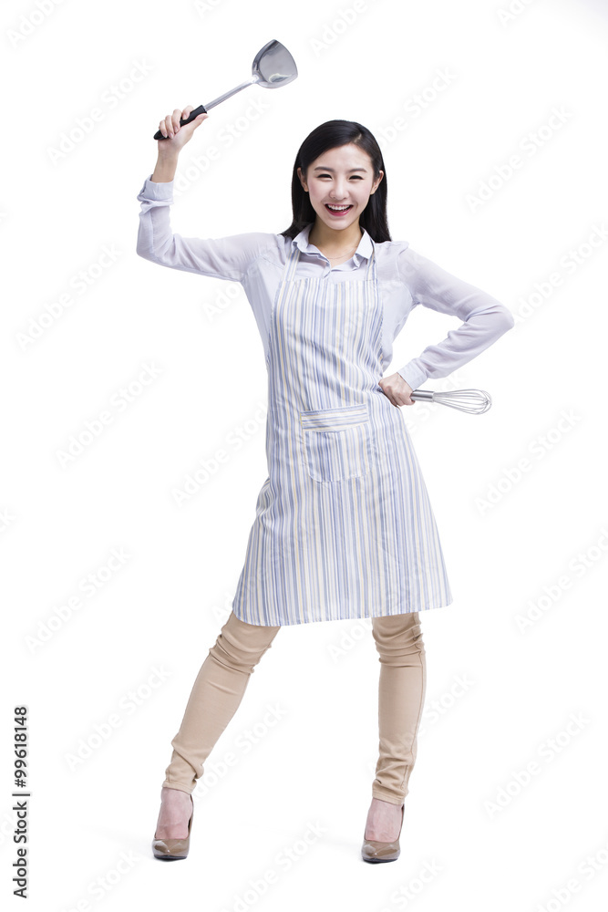 Cheerful young woman ready cooking