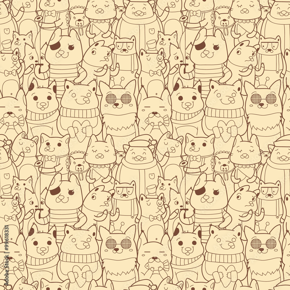 Seamless pattern with funny foxes Seamless pattern with funny foxes