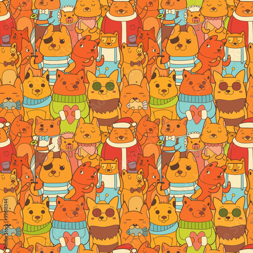 Wallpaper Mural Colorful seamless pattern with funny foxes Torontodigital.ca