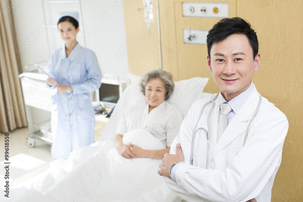 Medical workers with patient in hospital Medical workers with patient in hospital