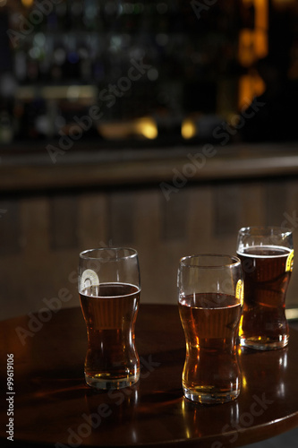 Still Life Of Beer Glasses On Table