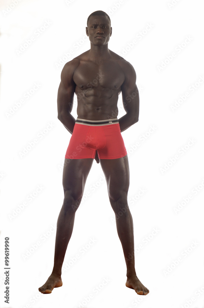 muscular man wearing only red underwear muscular man wearing only red underwear