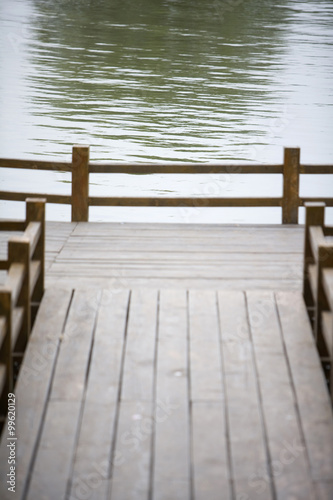 Pond and terrace in park