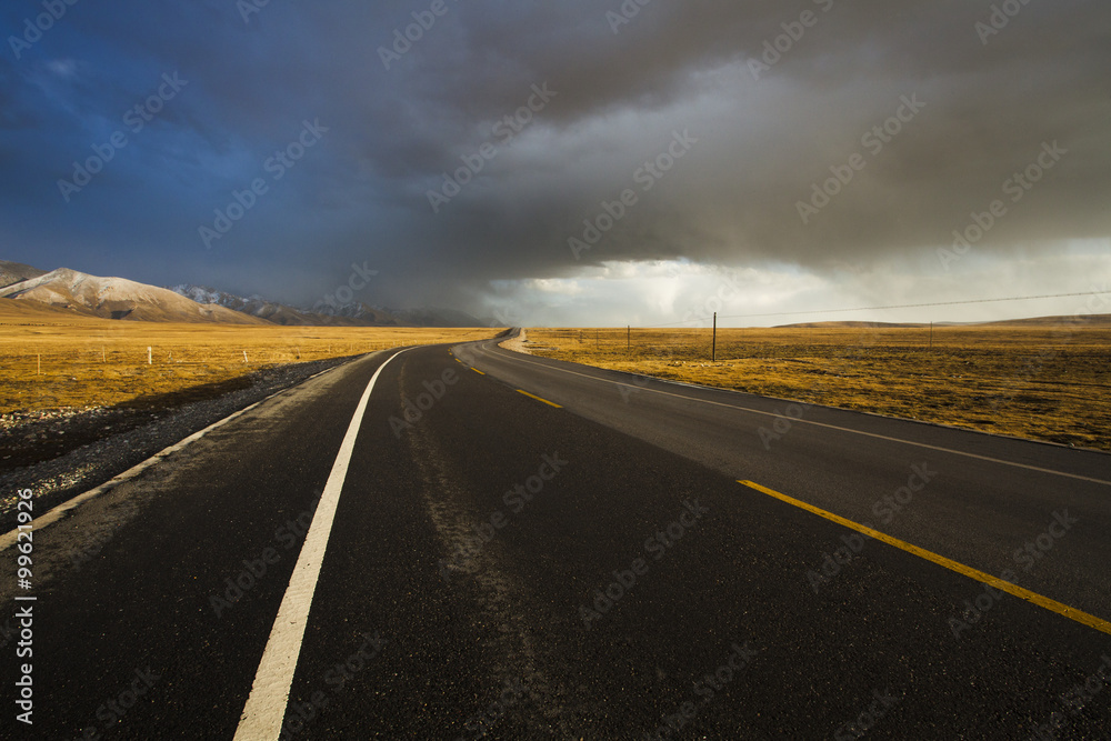 Highway in Qinghai province, China