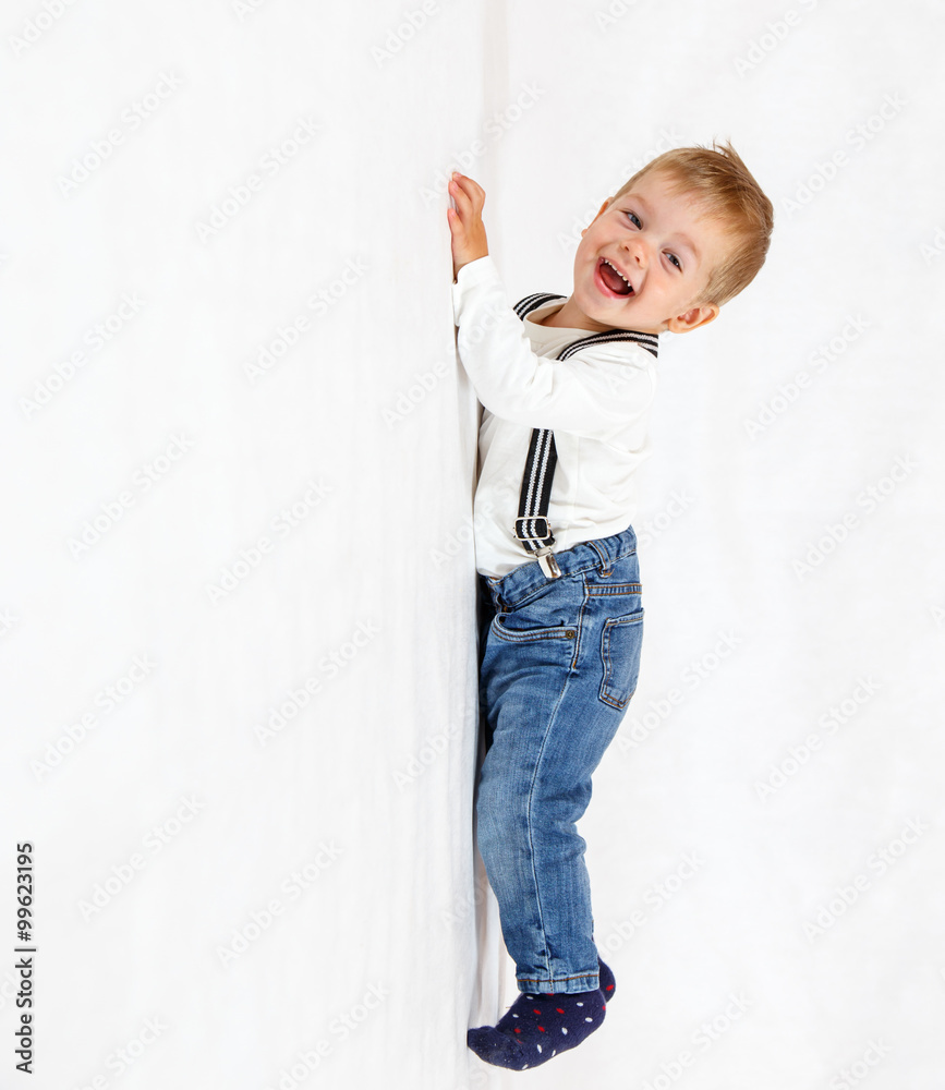 Funny little gentleman climbing upward Funny little gentleman climbing upward