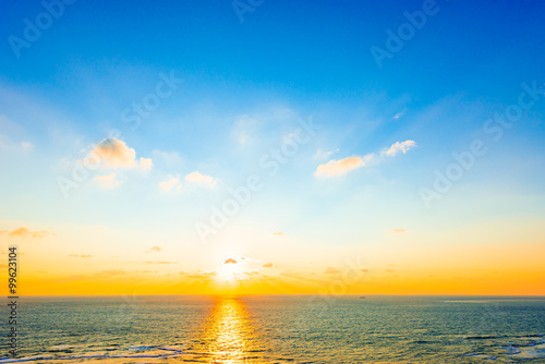 Sunrise, sea, seascape. Okinawa, Japan. 