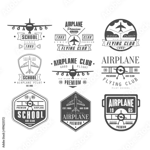 Monochrome Airplane Club Emblems 