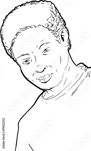 Handsome Grinning Young Man Outline