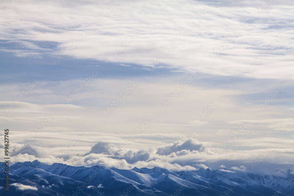 Snow mountains and cloudy sky in Tibet, China