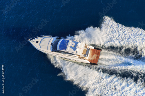 luxury motoryacht in navigation