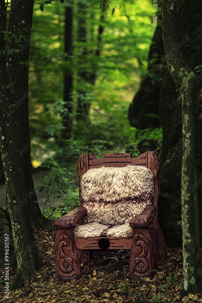 Fototapeta premium Empty wooden throne