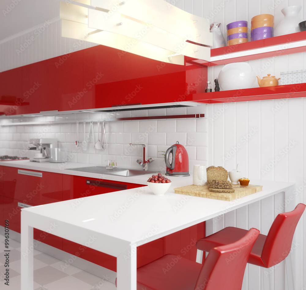 Fototapeta premium Meine Küche in Rot (Detail)