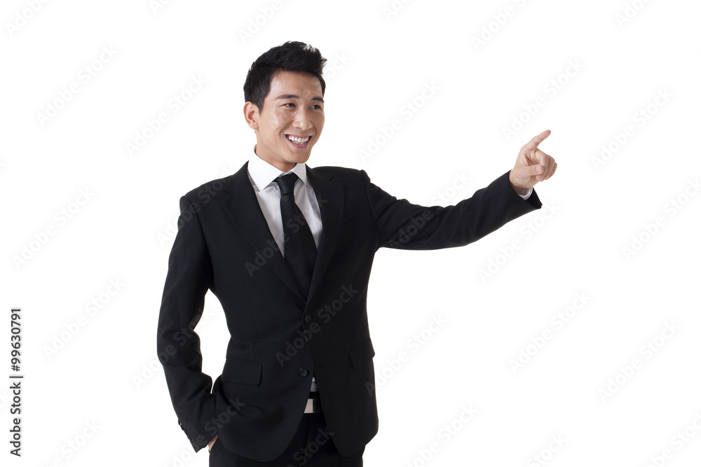 Businessman pointing the front Businessman pointing the front