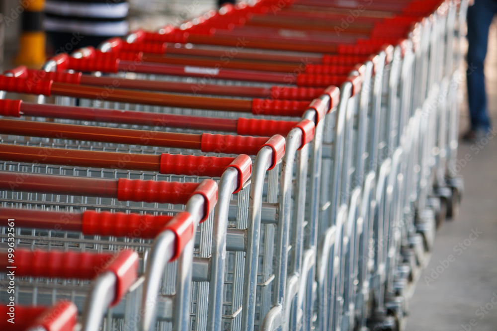 Fototapeta premium Shopping carts on a parking lot