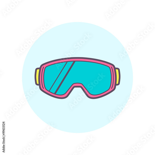 Snowboard and ski goggles.