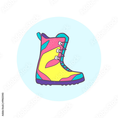 Snowboard boots. One of vector snowboarding icon set.