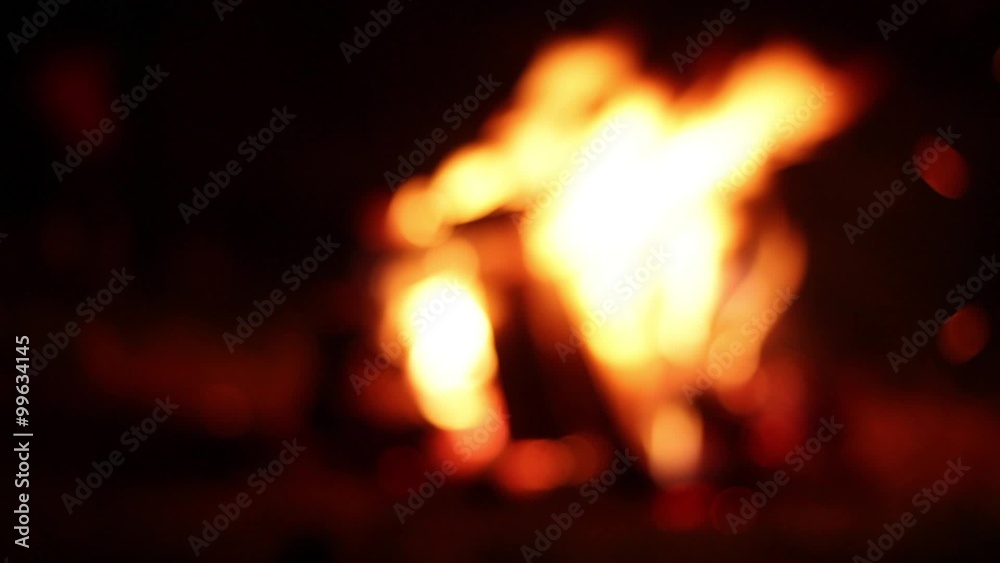 bonfire in the dark with bokeh video, flames and wood bonfire in the dark with bokeh video, flames and wood