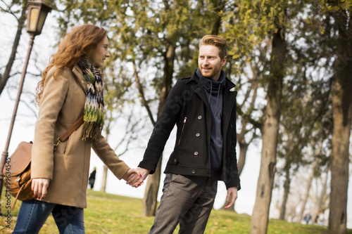 Young loving couple outdoor
