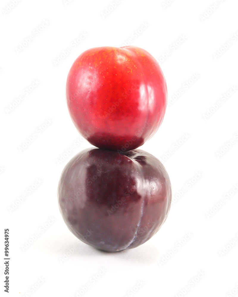 Fresh Ripe Red Juicy Plum Stack Fresh Ripe Red Juicy Plum Stack