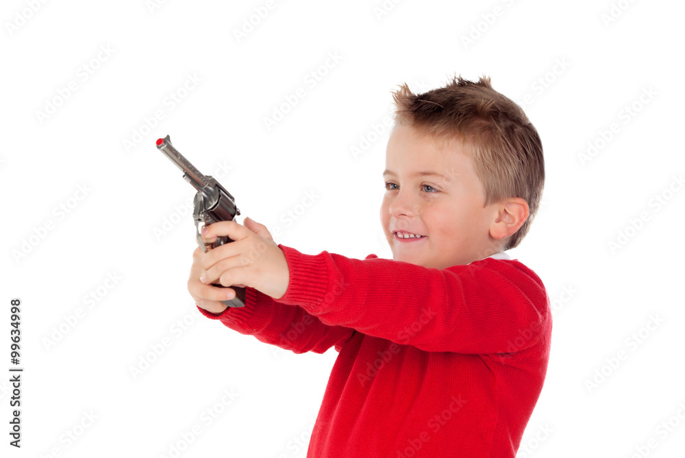 Small boy playing with a gun Small boy playing with a gun