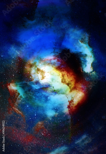 Nebula, Cosmic space and stars, blue cosmic abstract background. Elements of this image furnished by NASA. © jozefklopacka