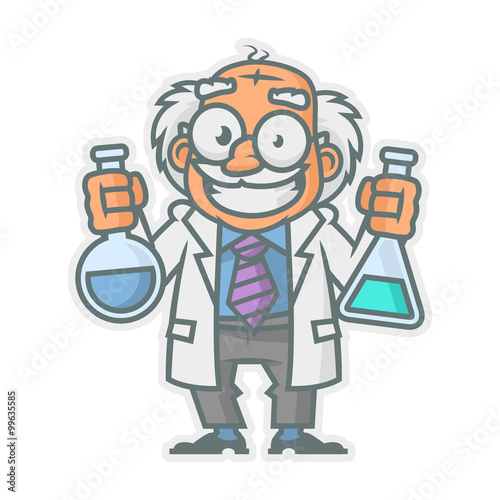 Professor holding test tubes