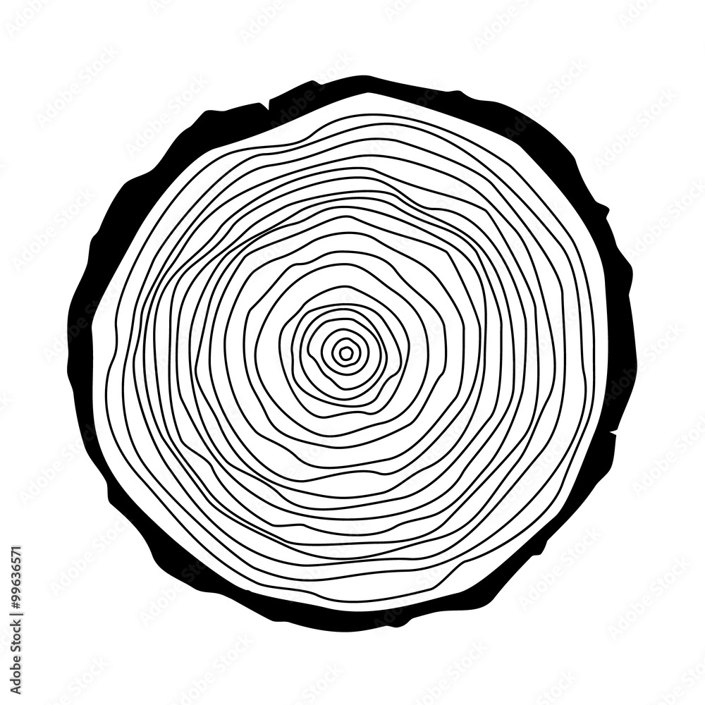 Tree ring background saw cut trunk logo Royalty Free Vector