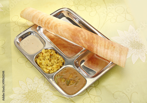 Masala Dosa with Chutney and Sambaar photo