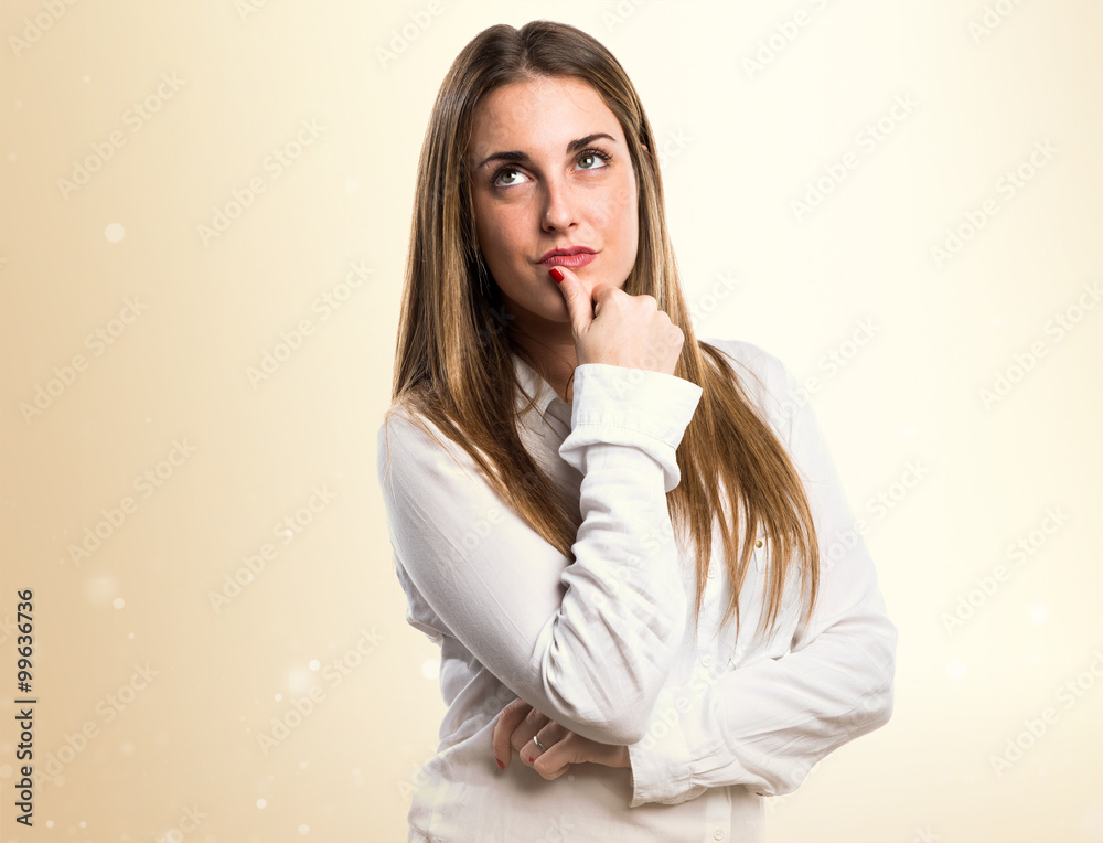 Blonde woman thinking Blonde woman thinking