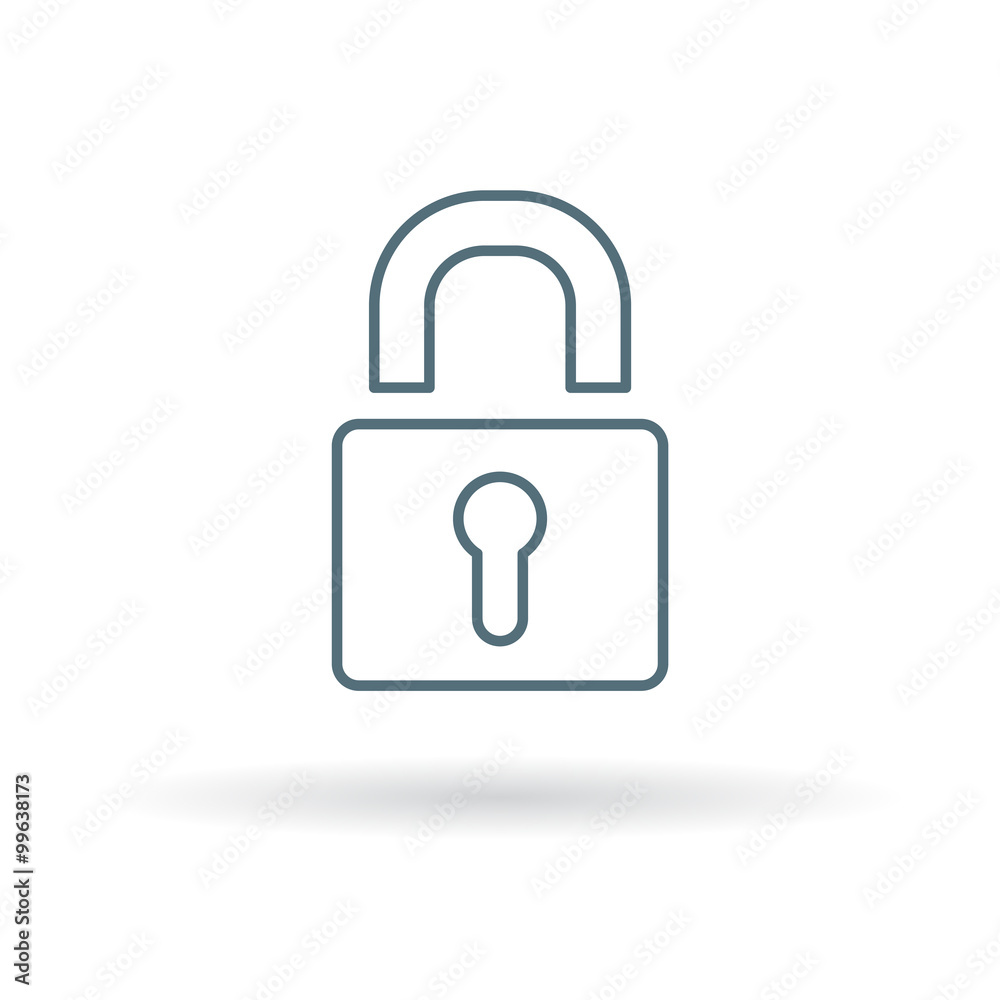 Padlock icon. Security lock sign. Secure protection symbol. Thin line icon on white background. Vector illustration. Padlock icon. Security lock sign. Secure protection symbol. Thin line icon on white background. Vector illustration.