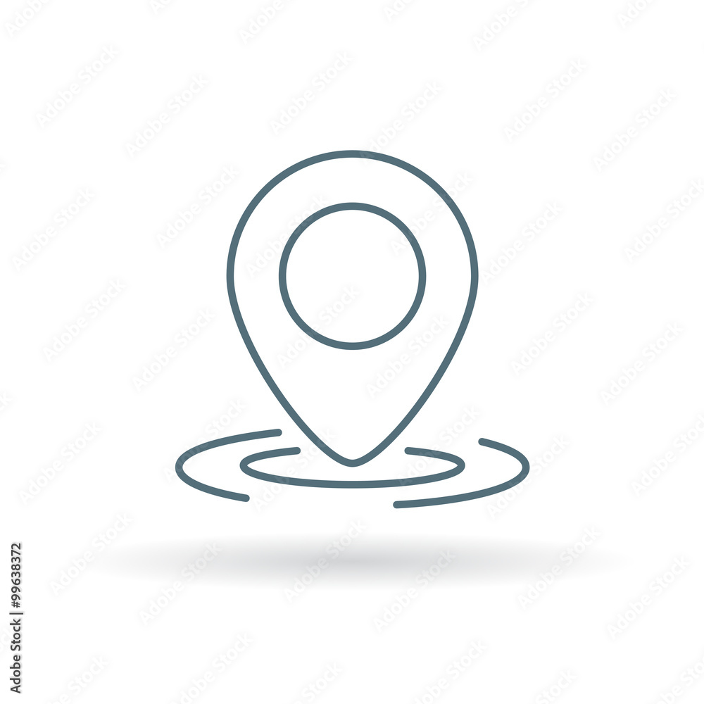 GPS marker icon. Location pointer sign. Coordinate pin symbol. Thin line icon on white background. Vector illustration. GPS marker icon. Location pointer sign. Coordinate pin symbol. Thin line icon on white background. Vector illustration.