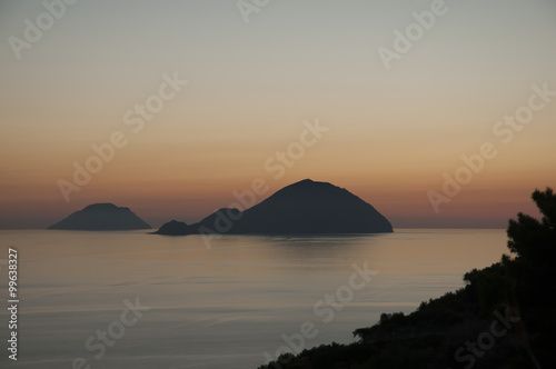 Alicudi and Filicudi from Pollara during sunset