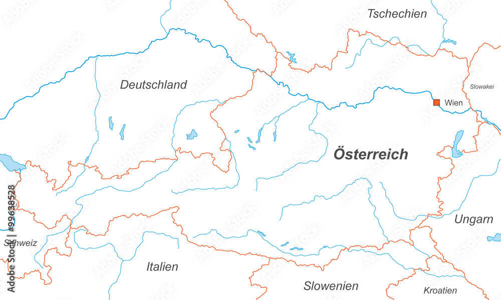 Österreich in Weiß (beschriftet) - Vektor