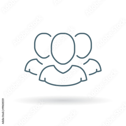 Team icon. Group sign. Teamwork symbol. Thin line icon on white background. Vector illustration.