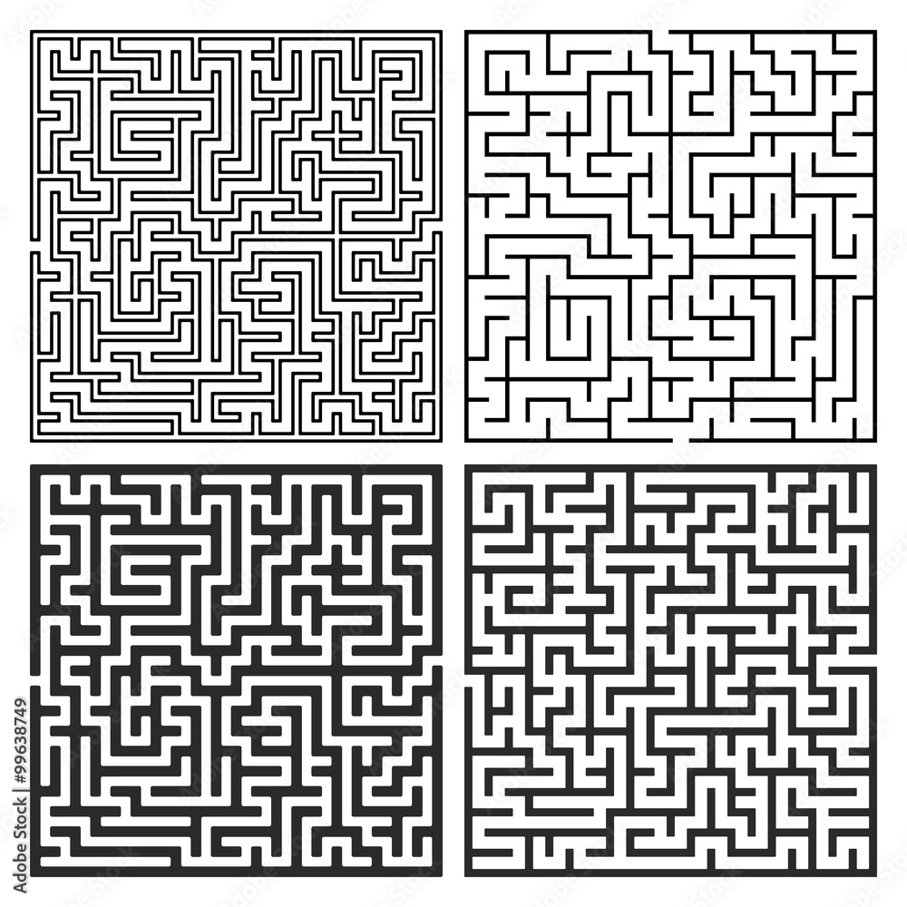 Vector Maze Set. Labyrinth with Entry and Exit.
