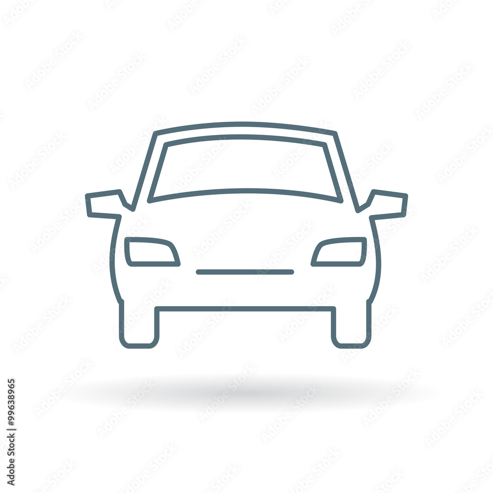 Front of car icon. Motor vehicle sign. Automobile symbol. Thin line icon on white background. Vector illustration. Front of car icon. Motor vehicle sign. Automobile symbol. Thin line icon on white background. Vector illustration.