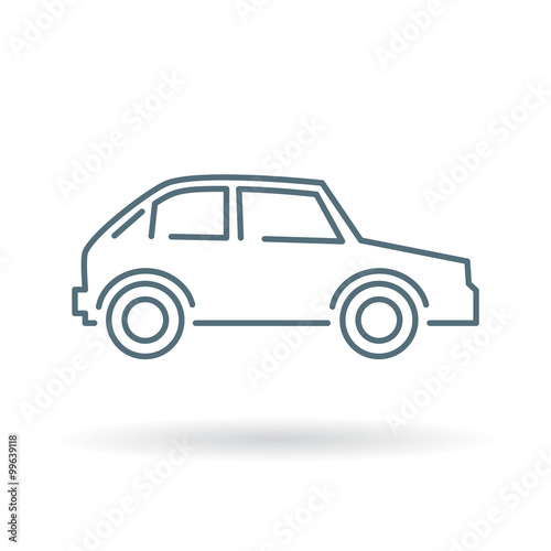 Car icon. Motor vehicle sign. Automobile symbol. Thin line icon on white background. Vector illustration.