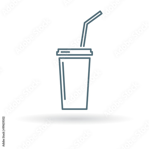 Softdrink icon. Cooldrink sign. Soda symbol. Thin line icon on white background. Vector illustration.