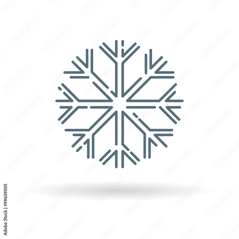 Snow flake icon. Snowflake sign. Winter symbol. Thin line icon on white background. Vector illustration.