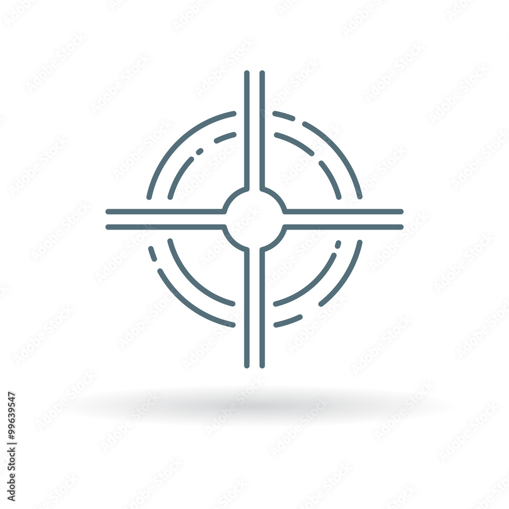 Scope icon. Crosshair focus sign. Target symbol. Thin line icon on white background. Vector illustration. Scope icon. Crosshair focus sign. Target symbol. Thin line icon on white background. Vector illustration.