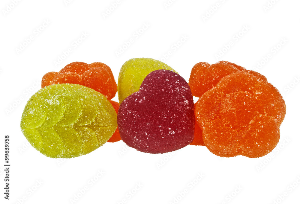 Colorful marmalade on a white background