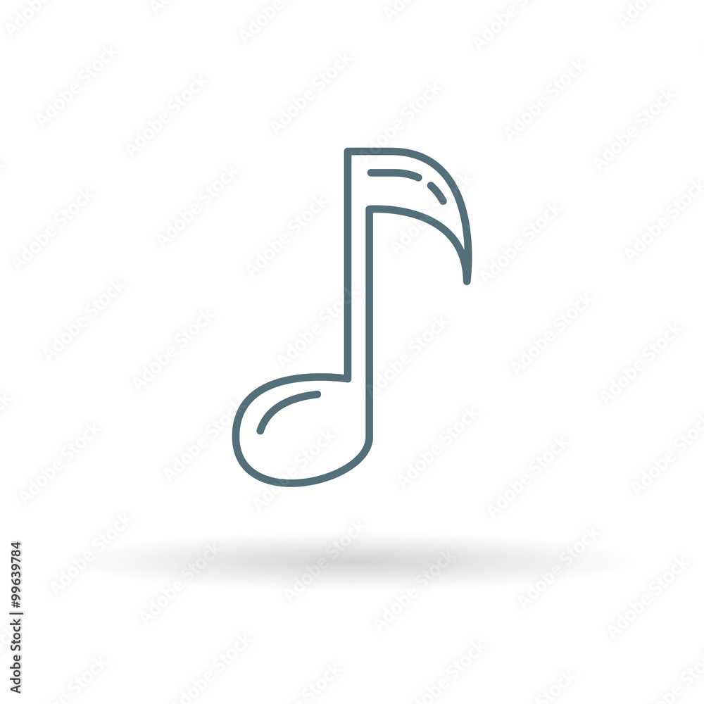 Fototapeta premium Music note icon. Music key sign. song and melody symbol. Thin line icon on white background. Vector illustration.
