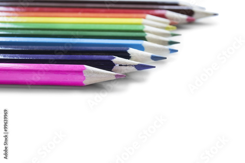 Group of colorful pencils isolated over white