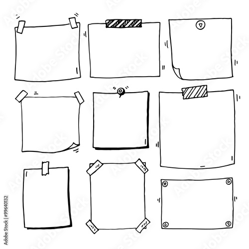 Hand drawn doodle notepaper for messages set photo