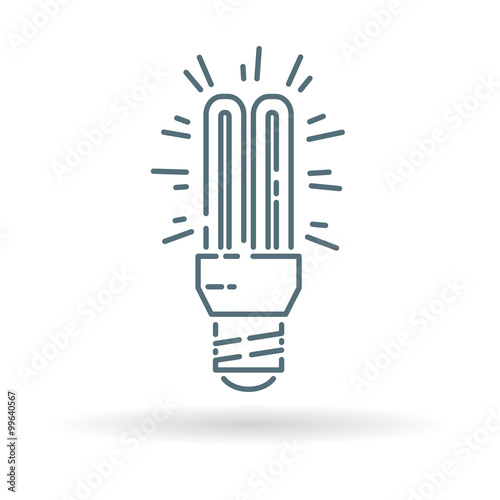 Fluorescent light bulb icon. Fluorescent light bulb sign. Fluorescent light bulb symbol. Thin line icon on white background. Vector illustration.