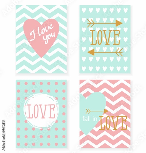 Set of cards for your design. Love. Cards for the holiday. Valentine's Day. Vector illustration.