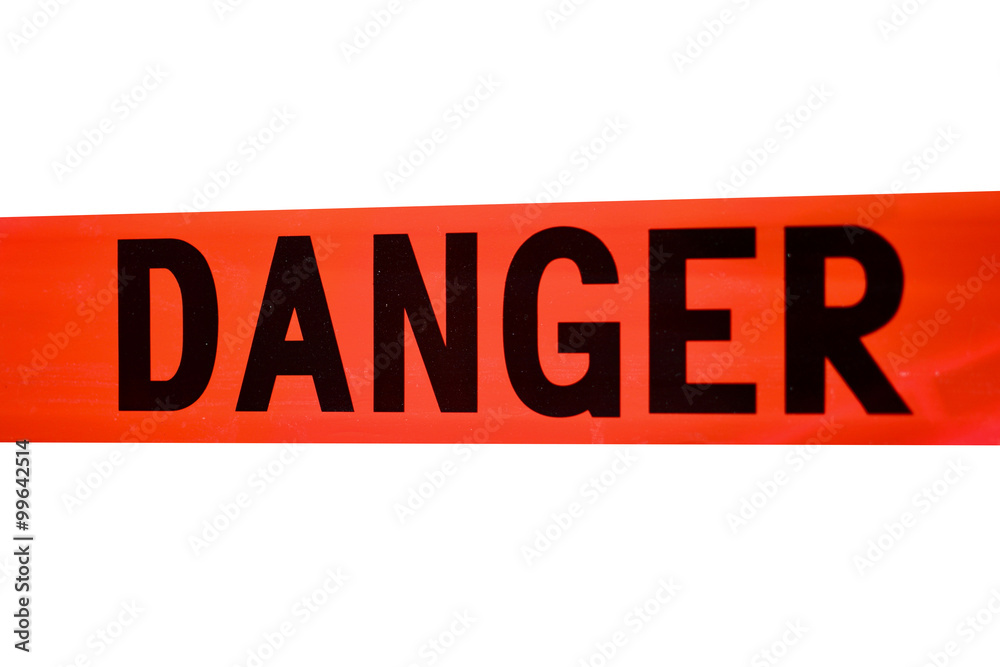 red danger tape/ danger tape or sign on a white background red danger tape/ danger tape or sign on a white background
